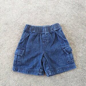 George Baby Boy's Jean Cargo Shorts Size 3-6 Months Denim Cotton Blue